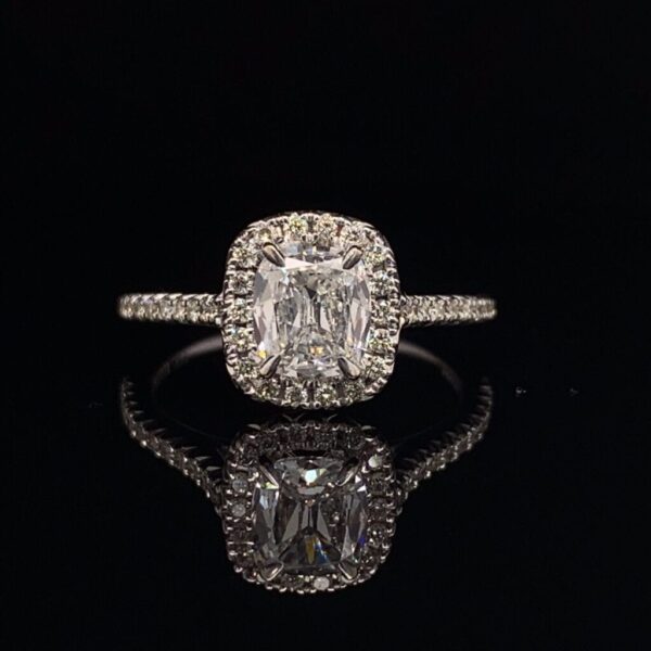 #2273 18K Halo Henry Daussi Setting 0.81 ct. Cushion Cut Center Stone with 0.30ct. Band 1.11CTW.