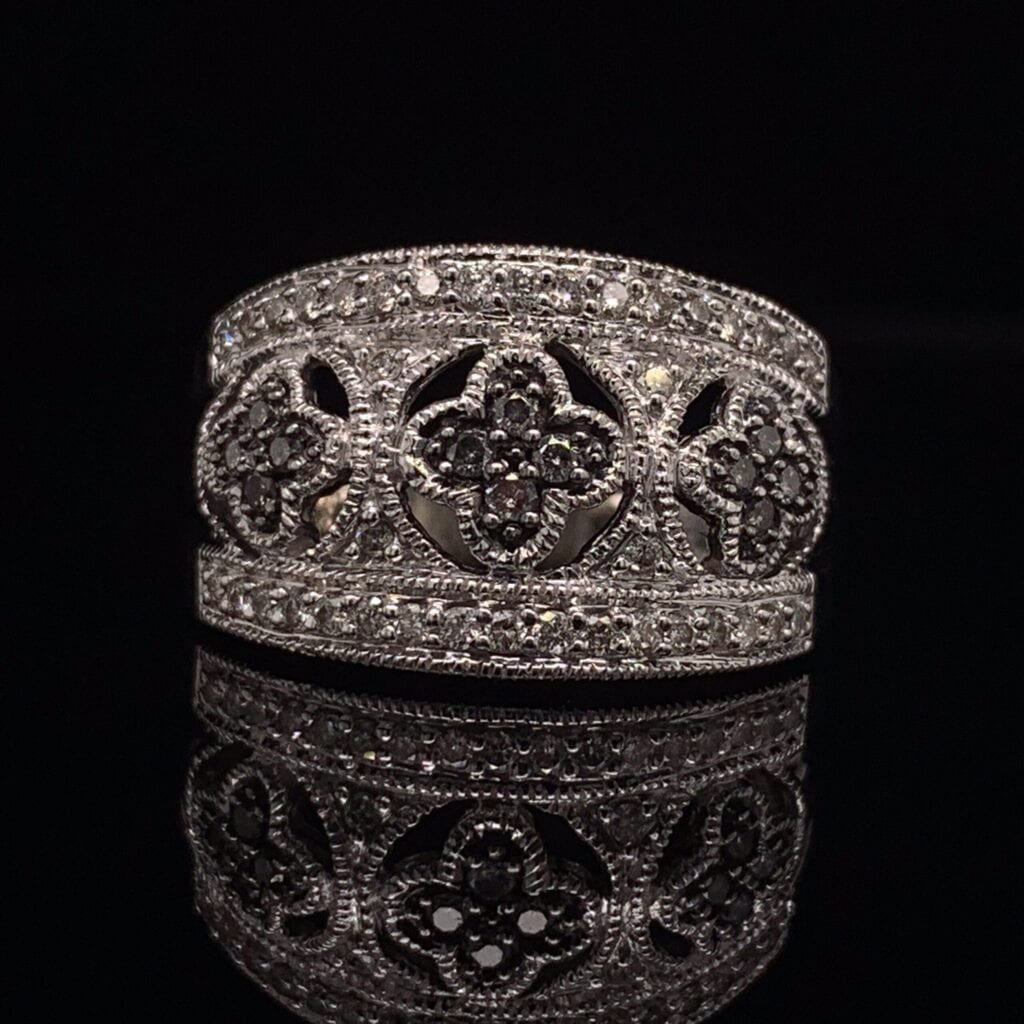 #2296B 14K White Gold Black Diamond Ring
