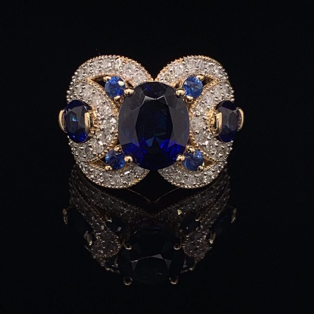 #2777C Three Stone Sapphire Ring