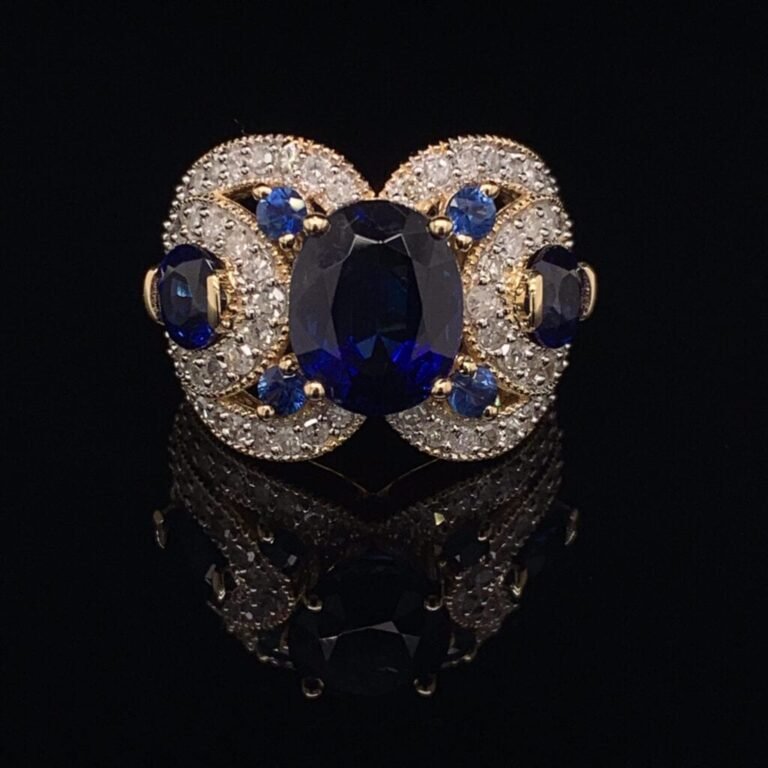 #2777C Three Stone Sapphire Ring