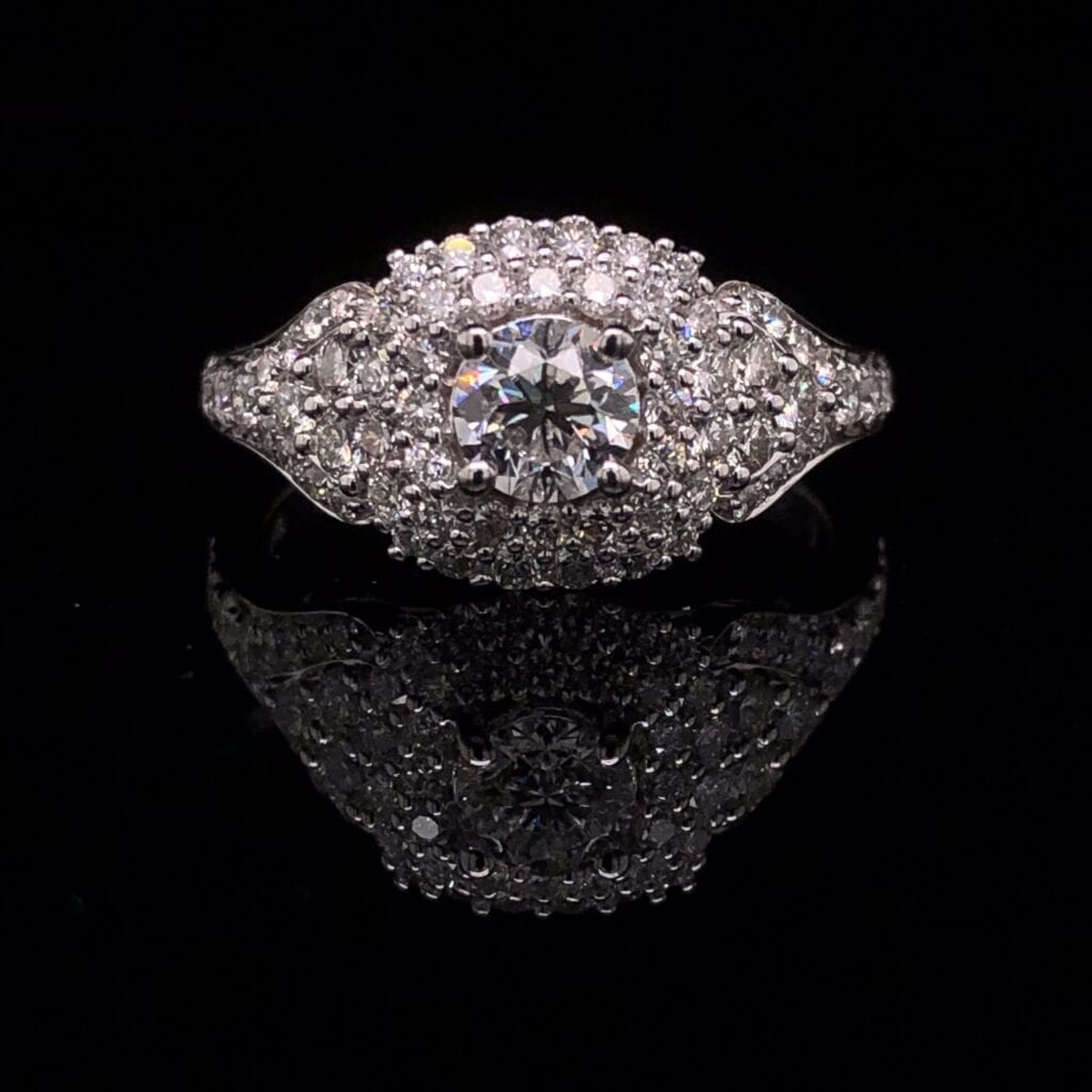 #SROD 14K White Gold 1.30 ct. Engagement Ring IGI H I1 67 Natural ...