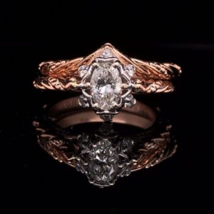 #SROD51 14K Rode Gold 0.54 ct. Oval Brilliant Engagement Ring GIA G SI2