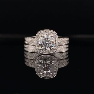 #LG105-972999 2.00CTW Platinum Ring AND Band 1.04CT Round Lab Grown Diamond I color SI2 clarity certified by IGI!