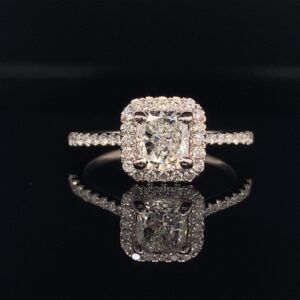 #2793-973000 1.30CTW Cushion Halo Engagement ring 1.02Ct Center F Color SI2 clarity