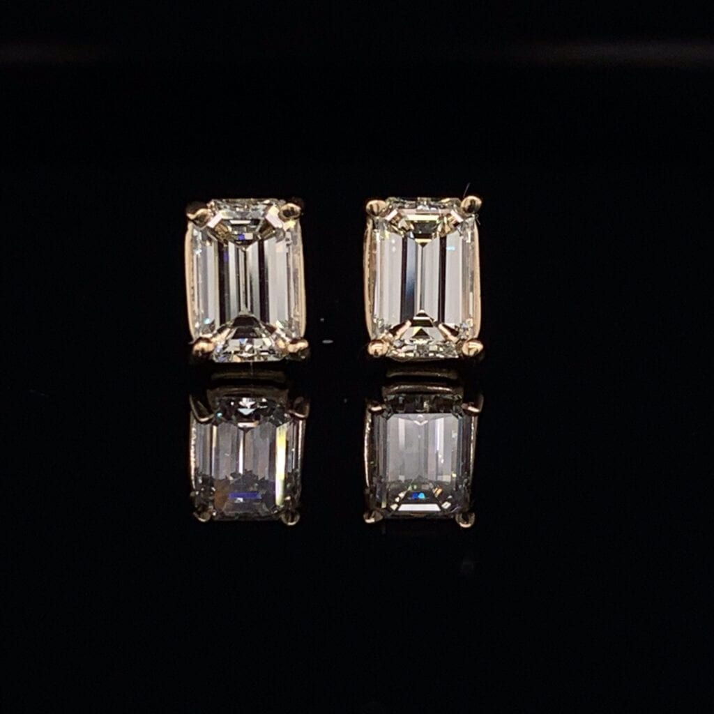 #RODER1 1.53CTW Emerald Cut Diamond Earrings J color VS2 Clarity ...