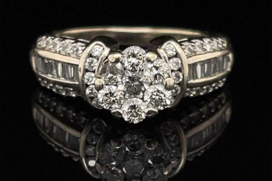 #2849B 14K White Gold Round Engagement Ring