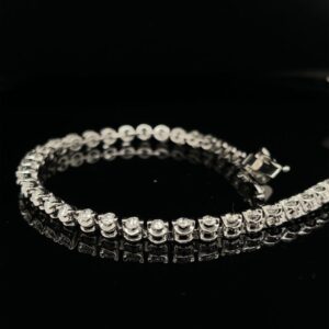 #StockMarch2-972000 14K White Gold Bracelet 50 Diamonds Color H Clarity I1 1.95CTW