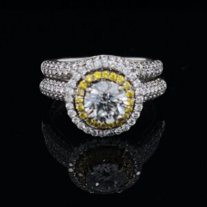 #2687B-973000 0.85ct, 14K White Gold Halo Engagement Ring Color I Clarity I1 RB