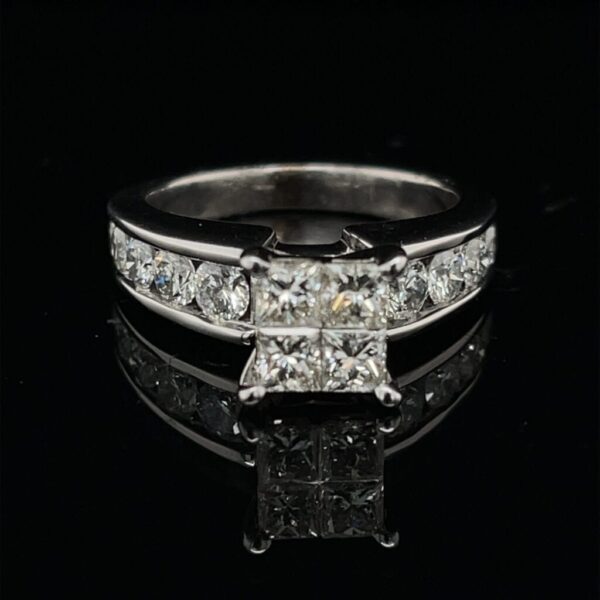 #R976000-9719999 2.0CTW Cluster 14K White Gold Engagement Ring