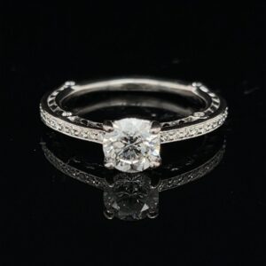 M2788-M971500 1.0CTW 18K White Gold Solitaire Round Engagement Ring Color H Clarity I1