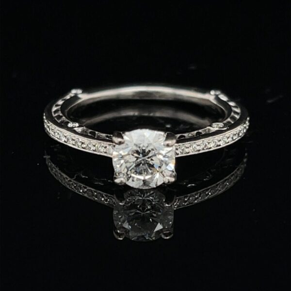 M2788-M971500 1.0CTW 18K White Gold Solitaire Round Engagement Ring Color H Clarity I1