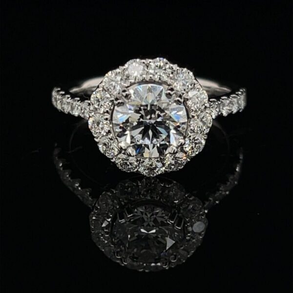 #3070-975000 14K White Gold Halo Engagement Ring