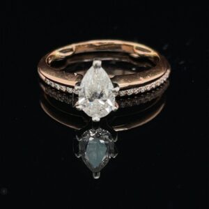 #3037A 971200 14K Rose Gold Pear Shape Engagement Ring and Band Color H Clarity I2