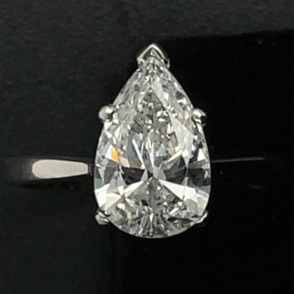 #3073 977000 1.67ct. 14K White Gold Pear Solitaire Engagement Ring Color G Clarity SH1