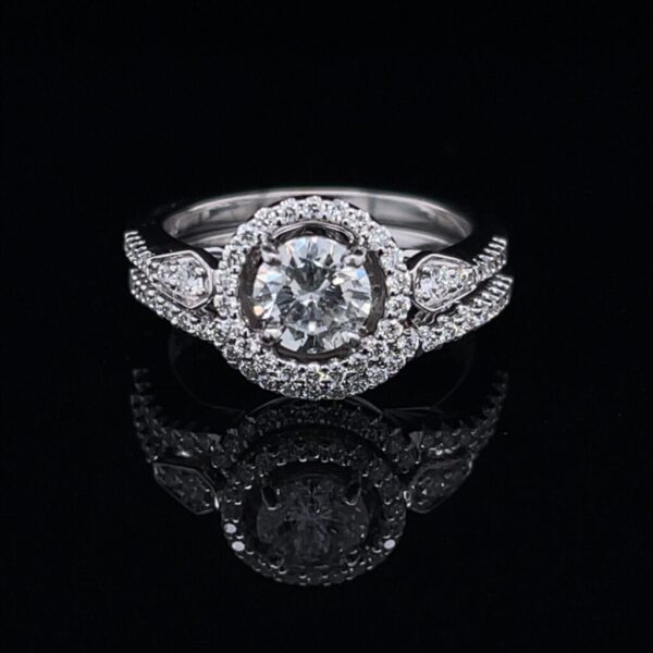 #1500-972000 14k White Gold Engagement Ring and Band Color I Clarity I1