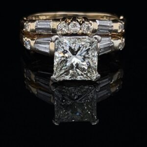 #3082-974500 14K Yellow Gold Soliraire Princess 2.0 ct. Engagement Ring Matching Band