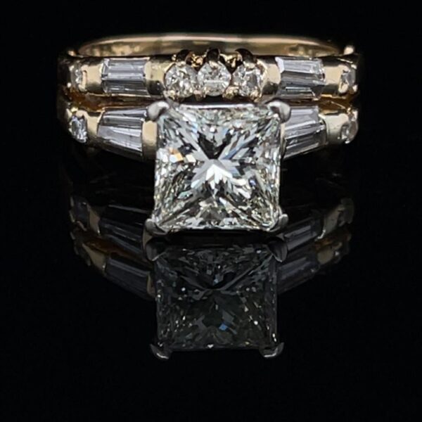 #3082-974500 14K Yellow Gold Soliraire Princess 2.0 ct. Engagement Ring Matching Band