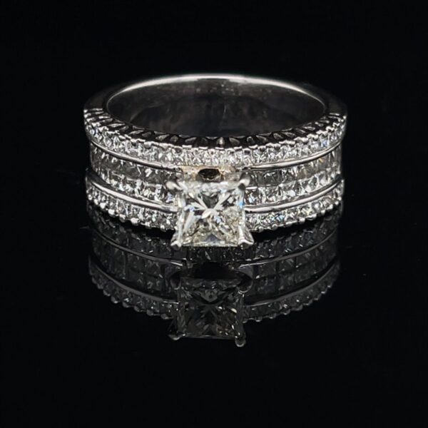 #3087-972000 0.97 ct. 14K White Gold Princess Color J Clarity SI1 Engagement Ring