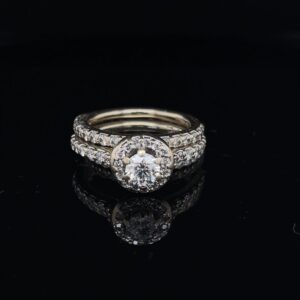 #3088-97800 14K White Gold Halo and 2 Bands