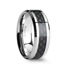 MAXIMUS Black Carbon Fiber Inlay Tungsten Carbide Wedding Band - 4mm - 12mm