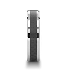 MAXIMUS Black Carbon Fiber Inlay Tungsten Carbide Wedding Band - 4mm - 12mm