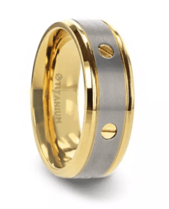 BOUNDLESS Gold-Plated Titanium Flat Brushed Center With Rotating Screw Design And Beveled Polished Edges - 8mm