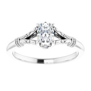 |#124648 375 14K White 6x4 mm Oval Solitaire Engagement Ring Mounting|#124648 375 14K White 6x4 mm Oval Solitaire Engagement Ring Mounting