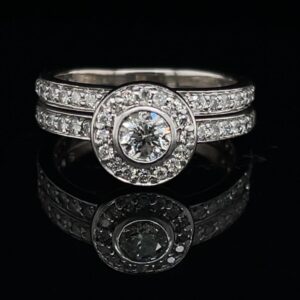 #1408-971500 14K White Gold Engagement Ring & Band 0.40ct. 1.3CTW