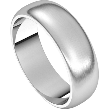 14K White Standard Weight Standard Fit Half Round Band with Satin Finish ITEM#HR11:32807:P WIDTH6 mm FINGER SIZE11 THICKNESS1.55 mm APPROX. WEIGHT4.08 DWT (6.35 grams)