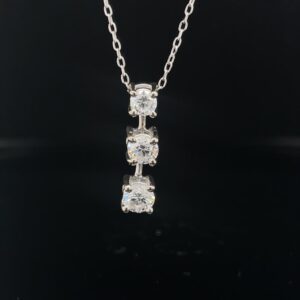 Rod1123 14K White Gold 3 Stone Pendant 1.0CTW Color G Clarity SI1