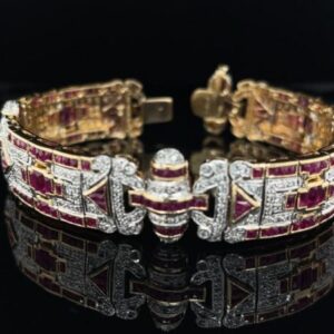 Rod112 Bellarri 18K Diamond 7 Ruby Bracelet 4.0Ct