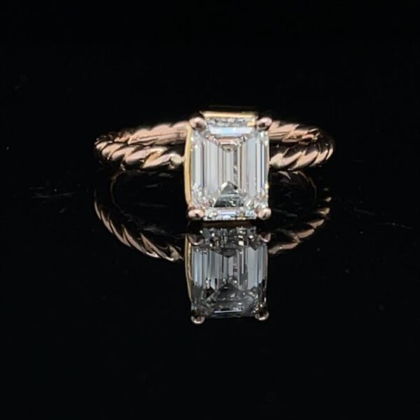 #3168 1.5ct Emerald Cut Rose Gold Engagement Ring Color H Clarity VVS2 GIA 2207033970