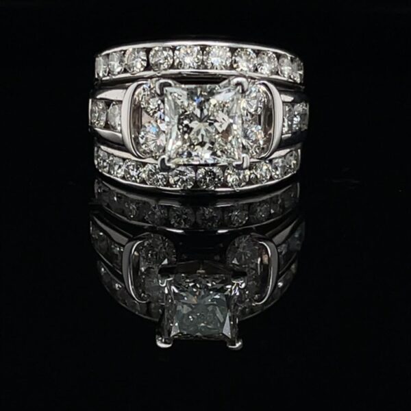 #3167-6500 1.70ct. 14K White Gold Princess Engagement Ring with matching bands. 4.70CTW GIA 1182439664