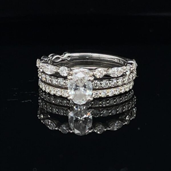 #DYR1354 0.51 ct. 14K White Gold Oval Engagement Ring and 2 Bands GIA Certified 7253376139 Color D Clarity Flawless