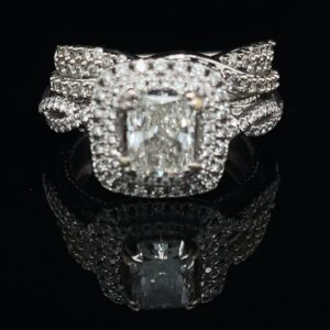 #3213-975000 1.32ct. 14K White Gold Verragio Halo Engagement ring and Weding Band GIA 1166721736