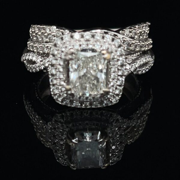 #3213-975000 1.32ct. 14K White Gold Verragio Halo Engagement ring and Weding Band GIA 1166721736