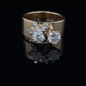 14K Yellow Gold 2 Stone Multi Diamond Setting Engagement Ring