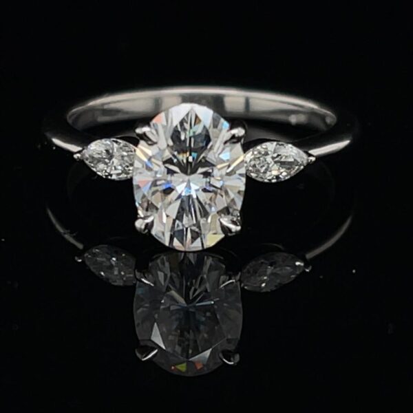 #DYR1418-97100 Platinum 950 8x6 Oval Engagement Ring 2.14CTW Moissanite by Charler & Colard Color GG/H Clarity SI1