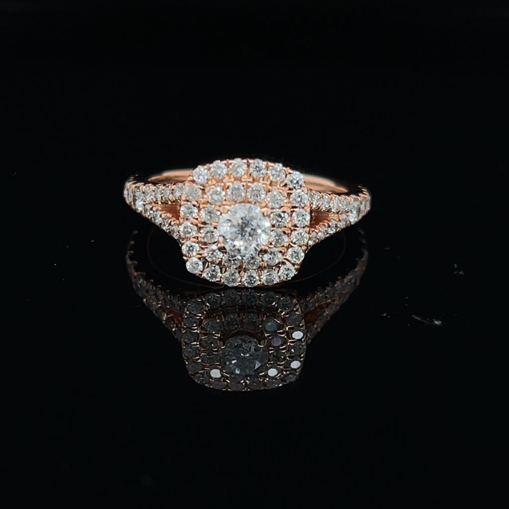10K Halo Split Shank Rose Gold Engagement Ring