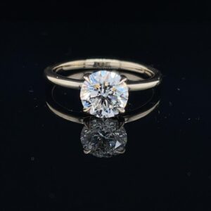 14K Yellow Gold 3.10 Round Solitaire Lab-Grown Color I Clarity SI2