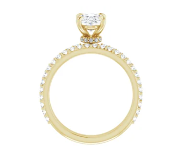 14K Yellow Gold Under Halo Setting 0.32 carats in the ring Center Diamond 3.00 carat Round Lab Grown Diamond Color G Clarity VS1 IGI Certified Total Carat Weight 3.32 carats