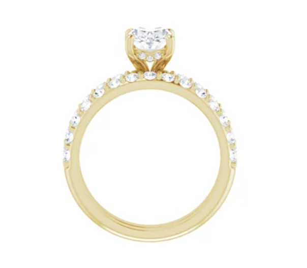 Lab grown Diamonds Engagement rings 14K Yellow Gold Under Halo Setting 0.52 Carat