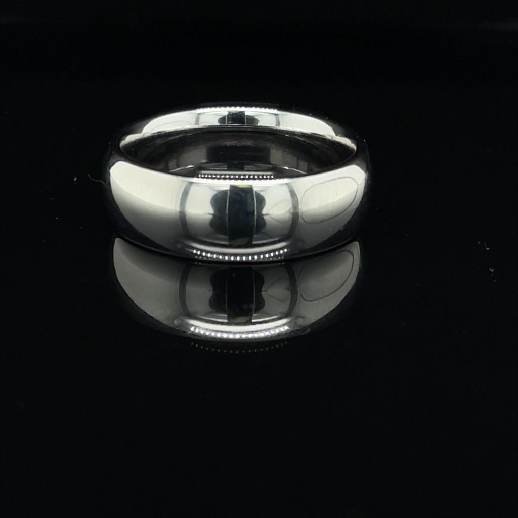 3234D-97800 14K White Gold Mens Band Comfort Fit 7mm Wide Ring Size 9.5