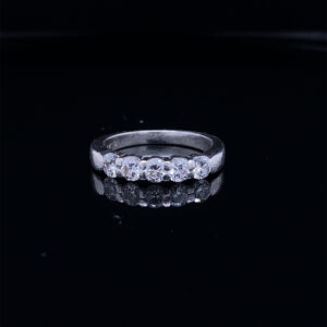 MEMO #2301 PLATINUM WEDDING BAND 5 STONES RING 0.75 CARAT TOTAL WEIGHT COLOR G CLARITY VS2