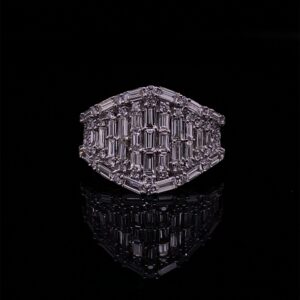 14K WHITE GOLD 2.00 CARAT ROUND AND BAGUETTE DIAMONDS