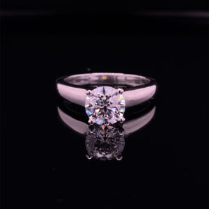 RODSTOCK ROUND 1.54 CARAT COLOR F CLARITY VS2 SET IN 14K WHITE GOLD SOLITAIRE