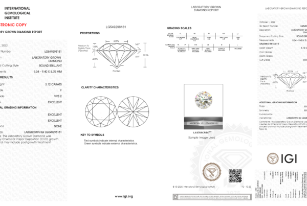 IGI laboratory diamond grading report