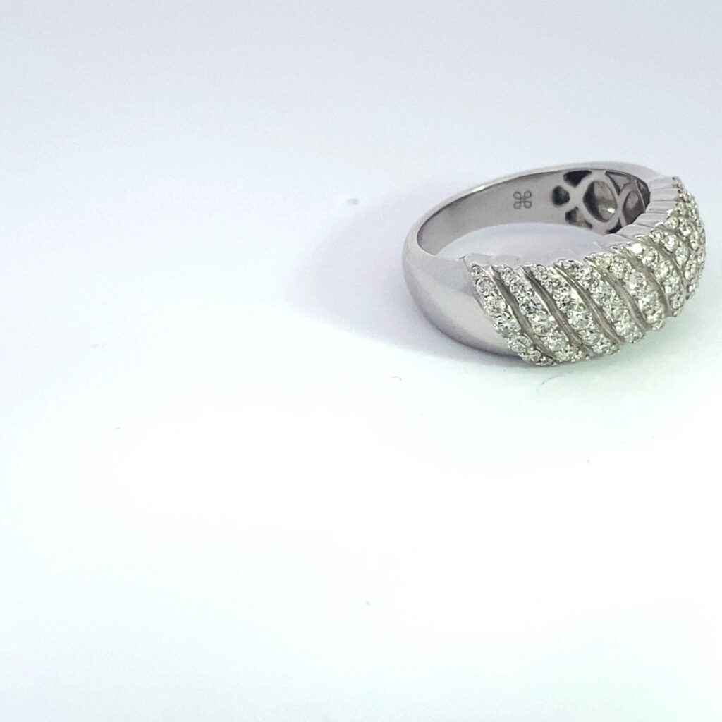 White gold diamond pave ring on white