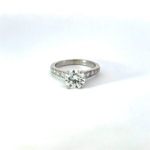 14K White Gold Diamond Solitaire Center Diamond 1.53 Carat Round Natural GIA Certified Color H VS1