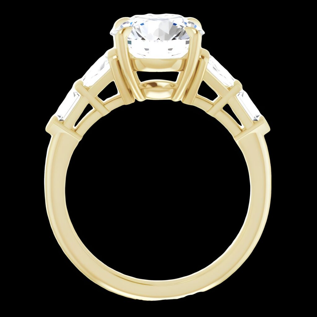 Yellow gold engagement ring with center diamond
